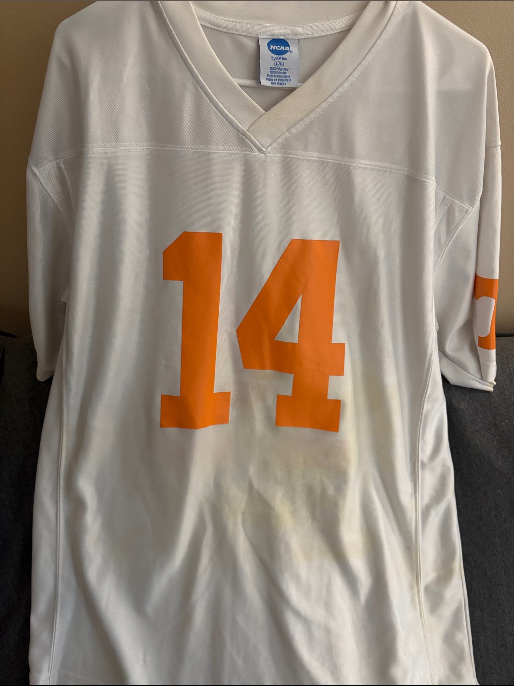 Ncaa White Football Jersey With Orange Number 14